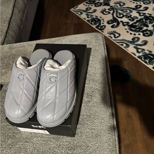 Coach Quilted Gray Mules Alyssa